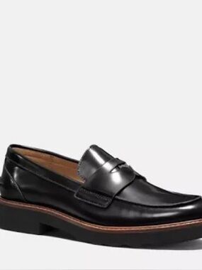 Coach Indie Penny Loafers Black Leather Women’s 11B NWOT